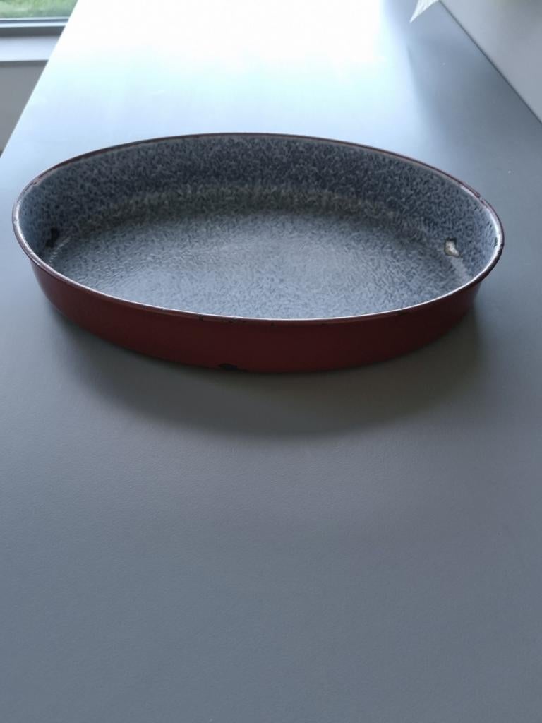 Vintage emaille ovenschaal LFG Belgique 35cm jaren 50/60, Tuin en Terras, Bloembakken en Plantenbakken, Ophalen
