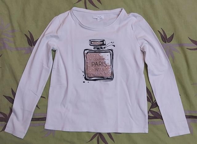 Witte longsleeve met leuke print - maat 170, Kinderen en Baby's, Kinderkleding | Maat 170, Meisje, Frizzle by Bel & Bo, Ophalen of Verzenden