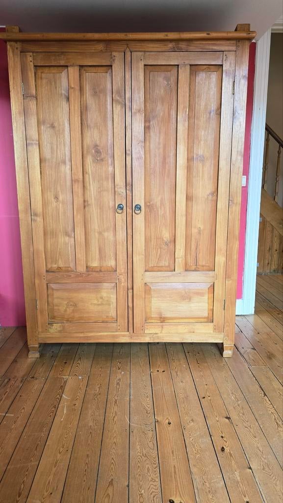 Armoire/penderie en teck massif - fabrication artisanale, Maison & Meubles, Armoires | Penderies & Garde-robes, Teck, Enlèvement