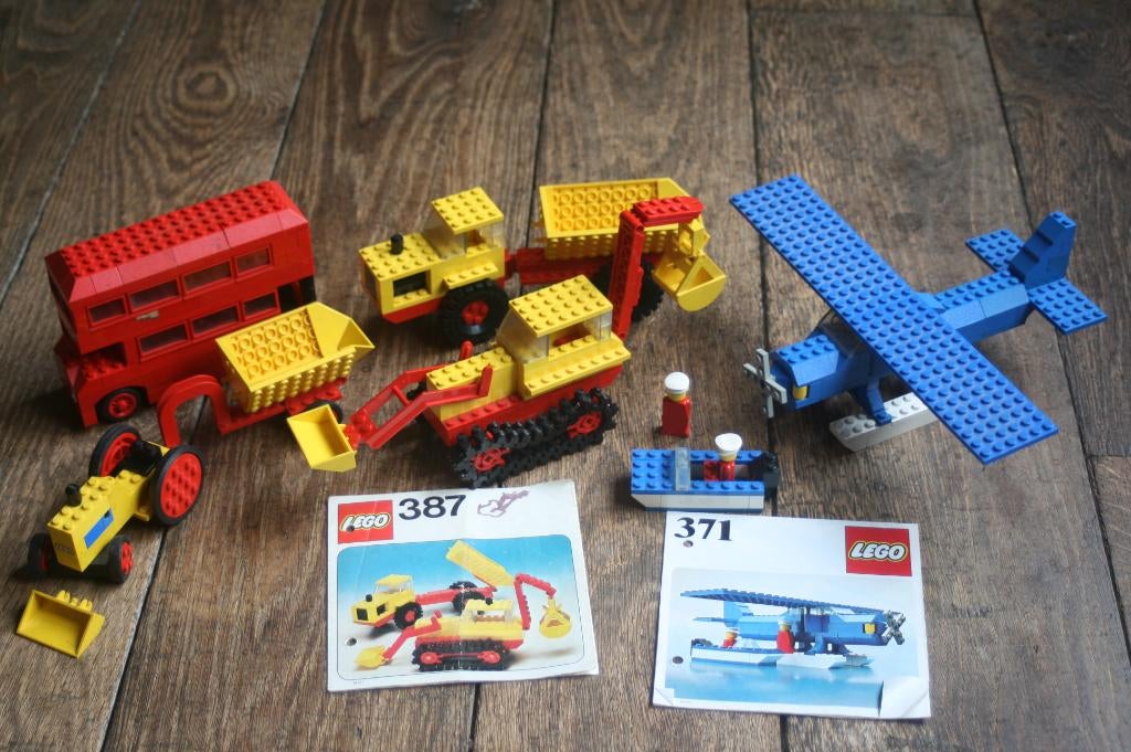 Lego 387, 371, 378 et 384 + manuel (années 1970), Enlèvement ou Envoi, Lego, Ensemble complet, Instructions incluses