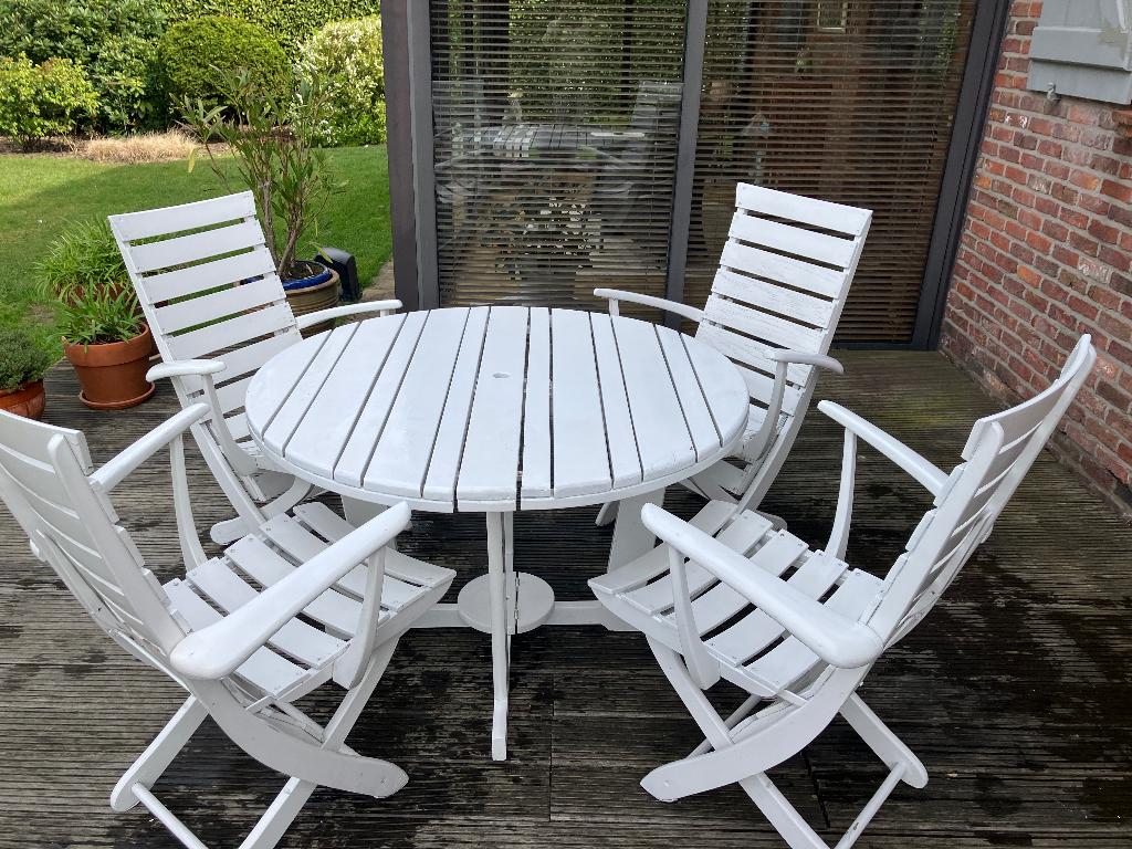 Triconfort Tuinset Riviera - design - jaren ‘70, Jardin & Terrasse, Chaise, Salons de jardin, Utilisé, Bois