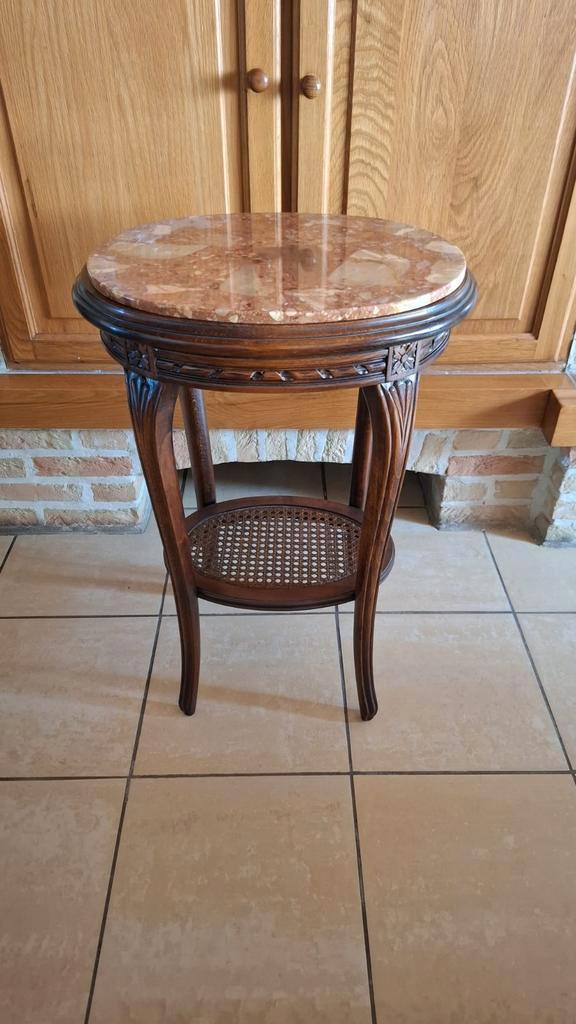 Table d’appoint ancienne style Louis XVI – Marbre & cannage, Antiek en Kunst, Antiek | Meubels | Tafels, Ophalen