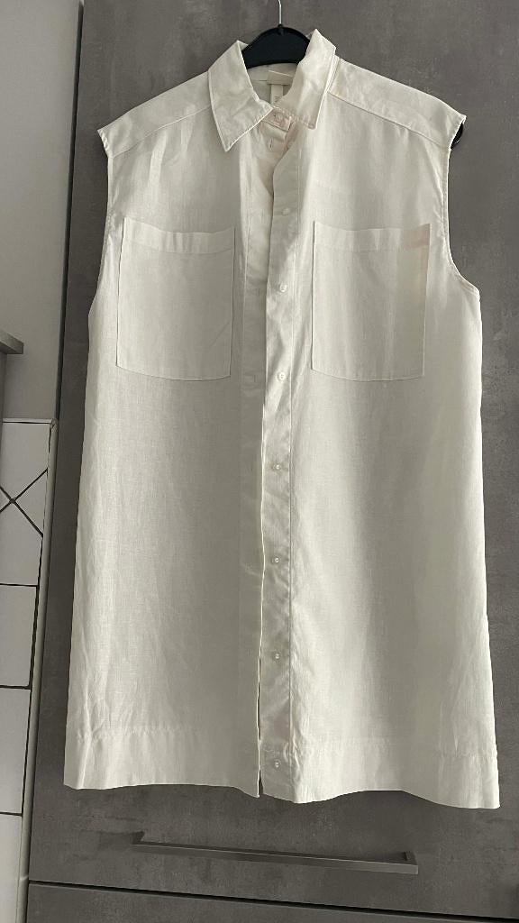 H&M S Hemdjurk zonder mouwen in gebroken wit, H&M, Wit, Ophalen of Verzenden, Zo goed als nieuw