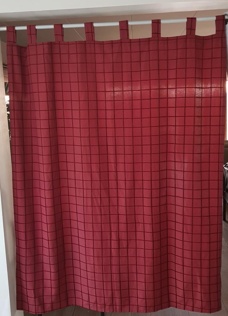 Lot de 4 tentures motif carrés rouges lavées, Maison & Meubles, Enlèvement
