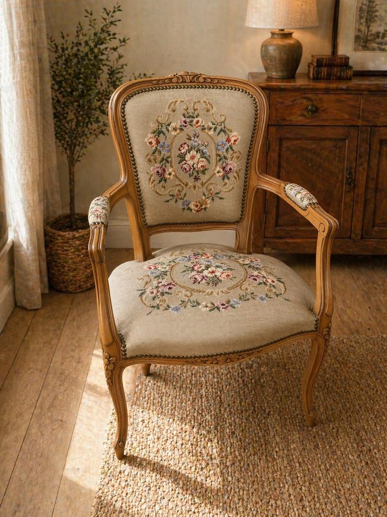 Antieke fauteuil / sierstoel – romantische vintage stijl, Enlèvement