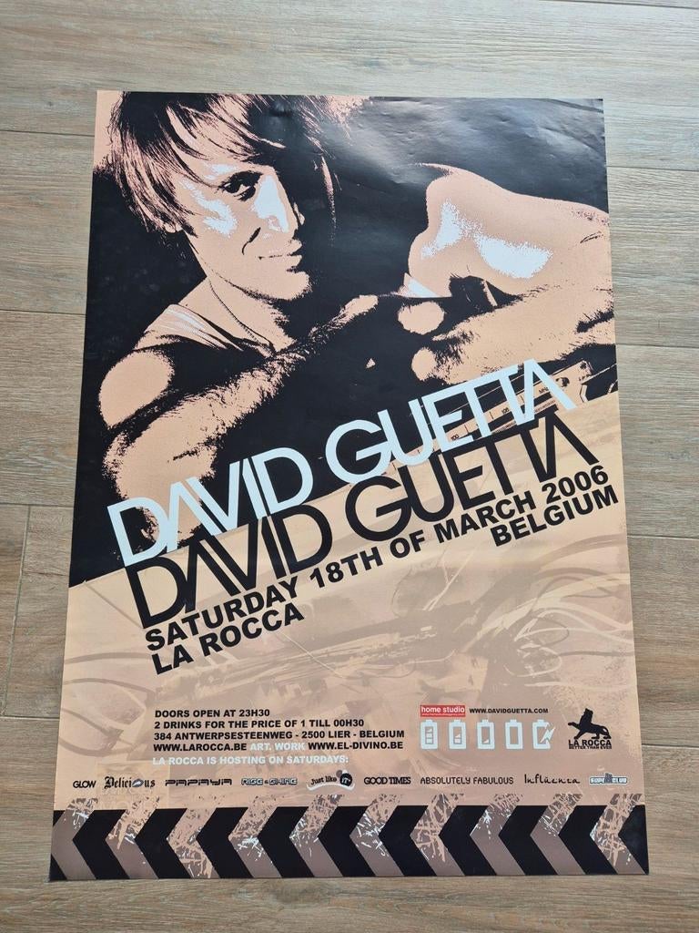 Concert poster David Guetta 2006 La Rocca, Ophalen of Verzenden, Zo goed als nieuw, Muziek