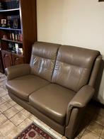 Lederen salon 2 zit, 3 zit, Ophalen, Leer, Zo goed als nieuw, Rechte bank