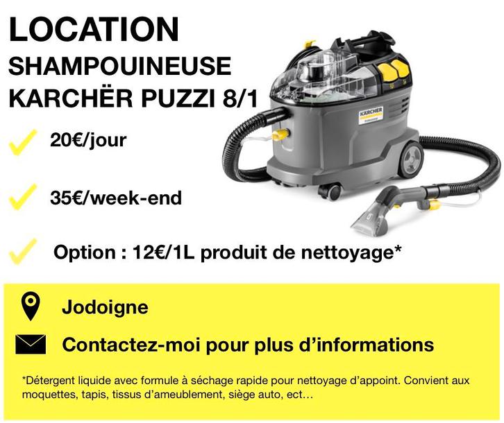 LOCATION - Shampouineuse professionnelle, Bricolage & Construction, Matériel de nettoyage, Comme neuf, Enlèvement