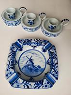 Delftsblauw, handgeschilderd (asbak en 3 kaarsenhouders), Antiek en Kunst, Ophalen of Verzenden