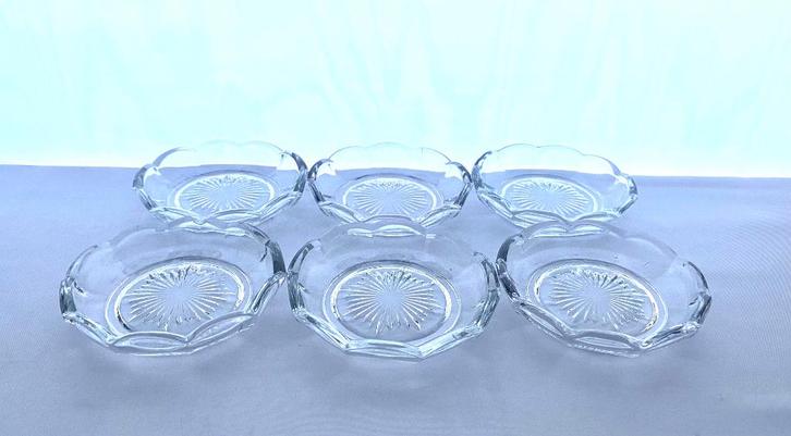 Val Saint Lambert Luxval 6 kristallen onderzetters, Antiquités & Art, Antiquités | Verre & Cristal, Enlèvement ou Envoi