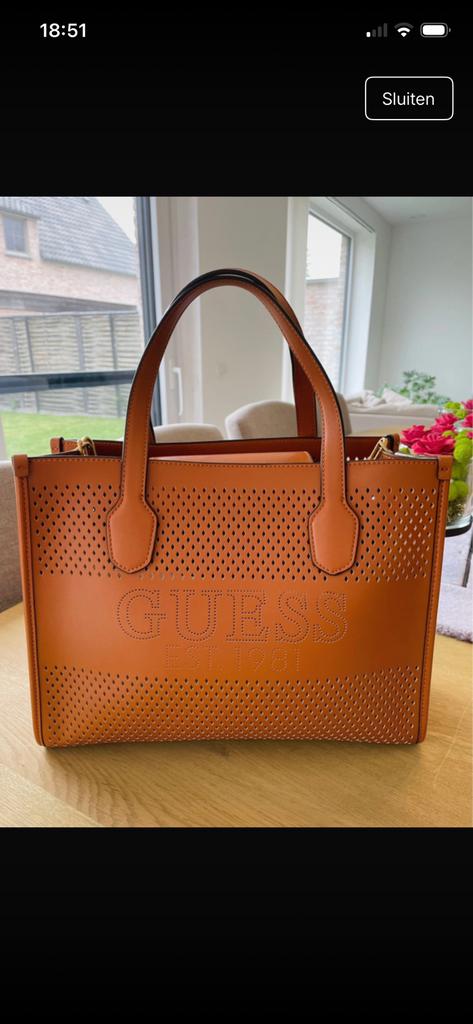 Handtas bruin guess, Ophalen of Verzenden, Zo goed als nieuw, Bruin, Handtas