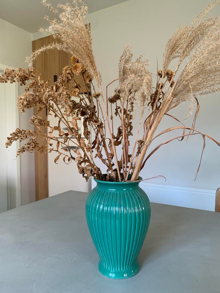 Mooie groene vaas Vase, Huis en Inrichting, Ophalen of Verzenden, Zo goed als nieuw