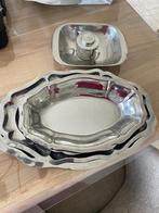 Set inox serveerschalen met suikerpot, Huis en Inrichting, Ophalen, Gebruikt, Schaal of Schalen