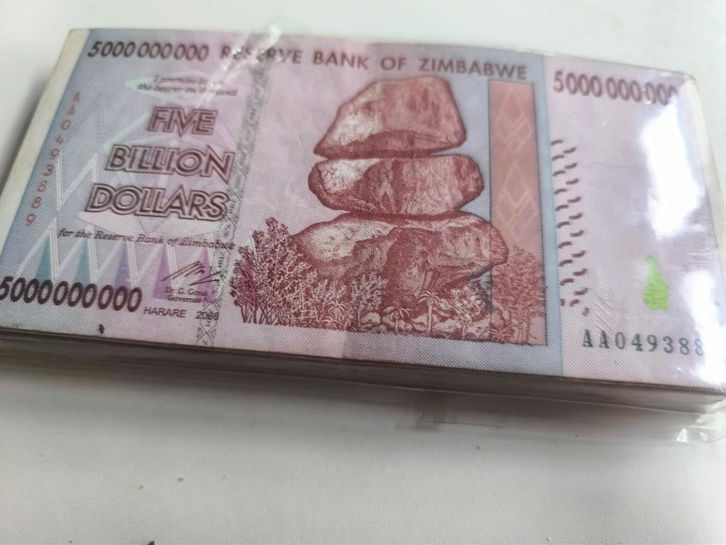 100 billets 5 Billions dollars Zimbabwe, Enlèvement ou Envoi, Billets en vrac