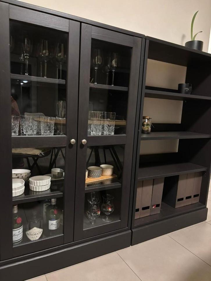 Complete set wandkasten donkerbruin - IKEA HAVSTA, Huis en Inrichting, Kasten | Wandmeubels, Gebruikt, Met deur(en), Met plank(en)