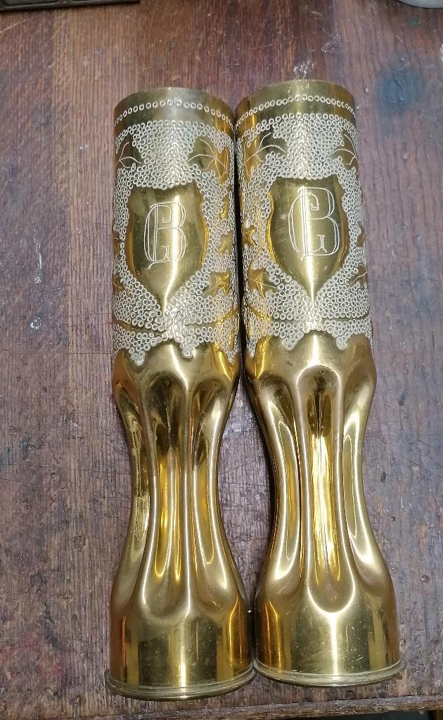 Douilles militaire sculptée gravées landser poilus WW1, Collections, Objets militaires | Général, Autres, Envoi