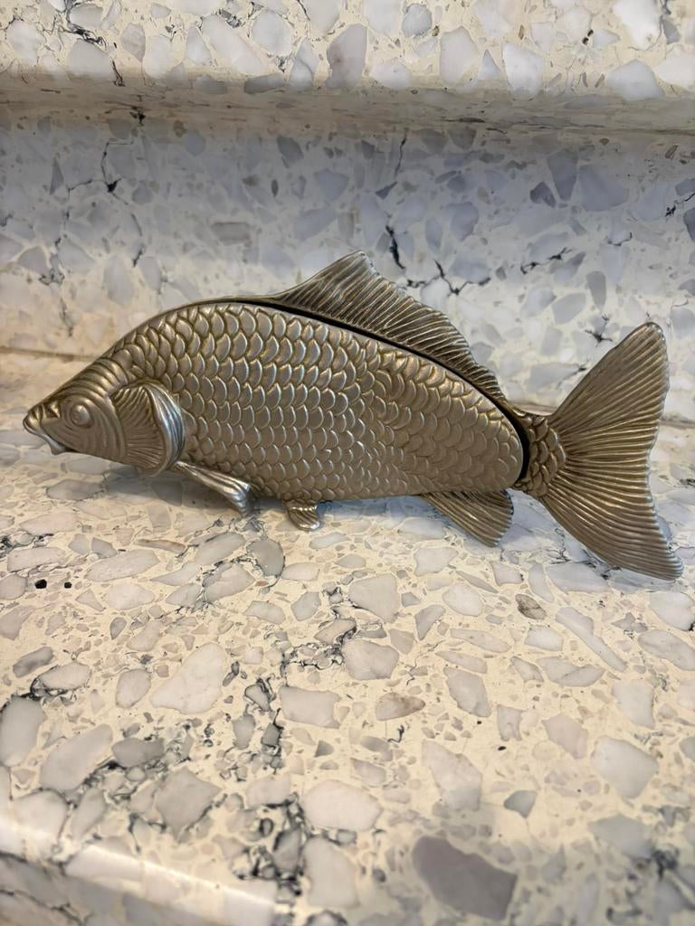 Vintage metaal verzilverde servethouder Modello Depostato, Antiquités & Art, Curiosités & Brocante, Enlèvement ou Envoi