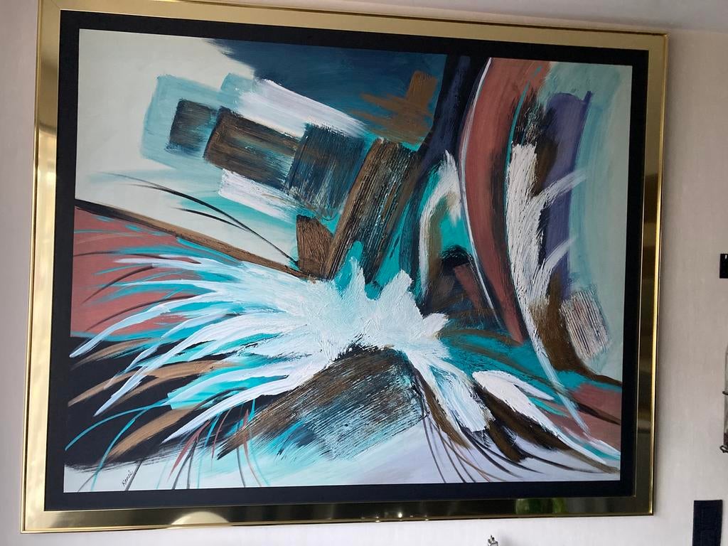 Handgeschilderd groot formaat schilderij, Antiek en Kunst, Ophalen