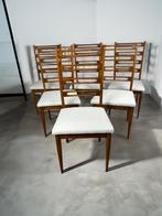 6 vintage stoelen in Scandinavische stijl - jaren '60, Huis en Inrichting, Stoelen, Ophalen, Gebruikt, Bruin, Stof