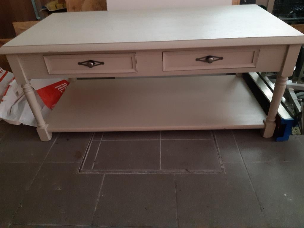 landelijke salontafel met 2 lades 1m20x60cm, Huis en Inrichting, Tafels | Salontafels, Ophalen