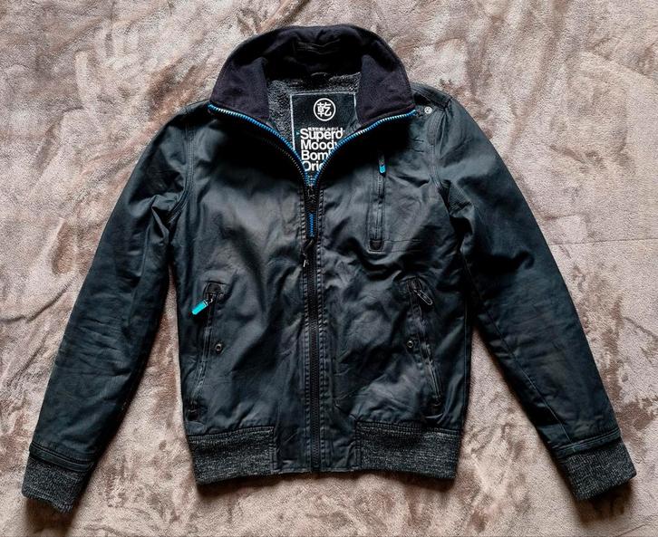 Veste Bomber Superdry - coton ciré - taille S - noire, Vêtements | Hommes, Vestes | Hiver, Porté, Taille 46 (S) ou plus petite
