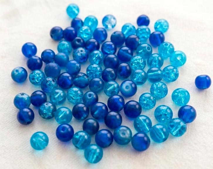 lot kralen blauwe crackle mix 6mm +- 78, Hobby en Vrije tijd, Kralen en Sieraden maken, Nieuw, Kraal, Ophalen of Verzenden
