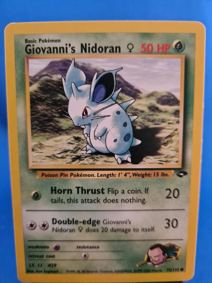 Giovanni's Nidoran  75/132 - Gym Challenge, Hobby en Vrije tijd, Verzamelkaartspellen | Pokémon, Gebruikt, Verzenden
