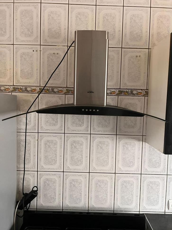Hotte aspirante murale inox et verre 90cm - Valberg, Elektronische apparatuur, Afzuigkappen, Zo goed als nieuw, Ophalen