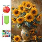 Vase Diamond Painting avec fleurs oranges 50x40cm (carré), Envoi, Neuf, Autres types