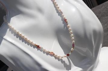 NIEUWE PARELKETTING +18K GEELGOUDEN SLOTHOESJE  beschikbaar voor biedingen