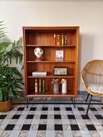 Vintage midcentury boekenkast | vitrinekast | kast retro, Huis en Inrichting, Ophalen, Met plank(en), 100 tot 150 cm, Teakhout