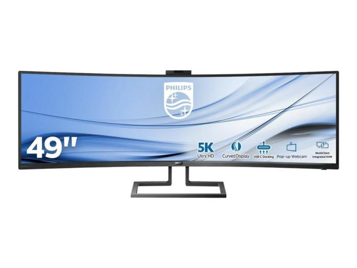 Philips 499P9H/00 5K Ultrawide met webcam, Computers en Software, Monitoren, Refurbished, 61 t/m 100 Hz, DisplayPort, HDMI, USB-C
