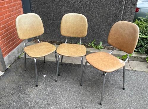 Retro stoelen, camel skai 1960s- 1970s, Verzamelen, Retro, Huis en Inrichting, Ophalen