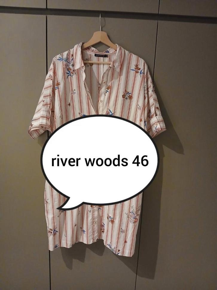 Hemdjurk river woods 46, Kleding | Dames, Jurken, Zo goed als nieuw, Maat 46/48 (XL) of groter, Wit, Knielengte, Ophalen of Verzenden