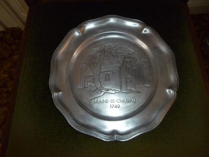 Tinnen bord „Braine le Château”, Antiek en Kunst, Antiek | Tin, Ophalen of Verzenden