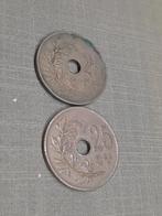 Munten (2) van 25 cent Albert I type Michaux, Ophalen of Verzenden