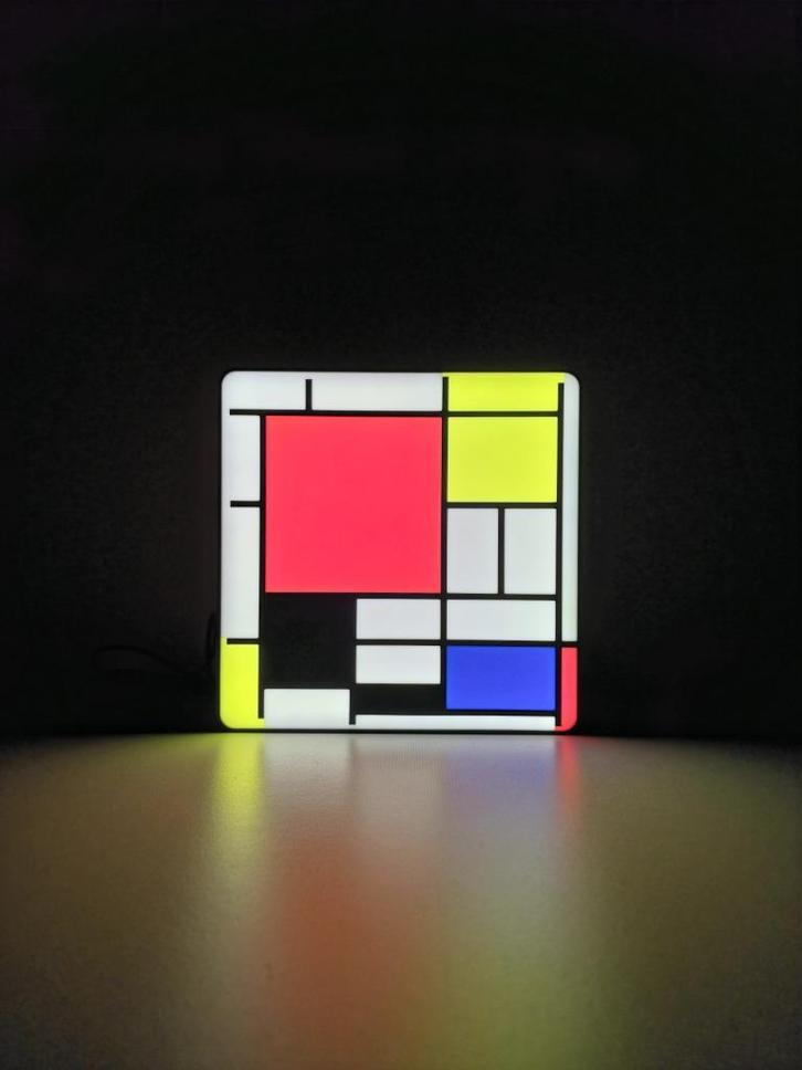 LED-lamp / Lichtbox geïnspireerd op Piet Mondriaan – Composi, Huis en Inrichting, Lampen | Losse lampen, Nieuw, Led-lamp, Minder dan 30 watt
