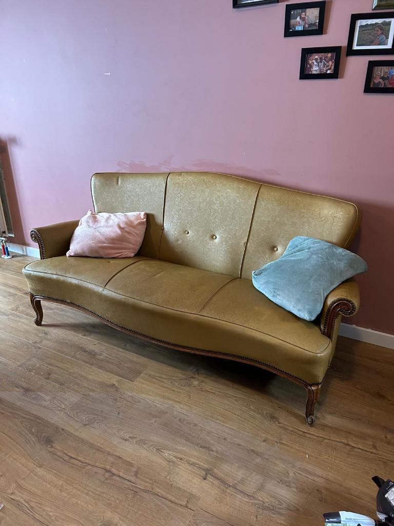 Vintage zetel, Trois personnes, Moins de 75 cm, Synthétique, Enlèvement