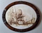Cadre ancien ovale en bois sculpté 58 x 48 cm, Ophalen of Verzenden, Gebruikt, Hout