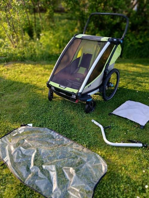 Thule Chariot Cab 2, Fietsen en Brommers, Fietsaccessoires | Aanhangwagens en Karren, Gebruikt, Kinderkar, Vering, Opvouwbaar