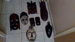 Kavel van acht tribale maskers, Gebruikt, Ophalen of Verzenden, Masques