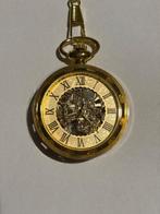 Goudkleurig mechanisch skeleton zakhorloge – Klassiek model, Ophalen of Verzenden, Zo goed als nieuw, Goud