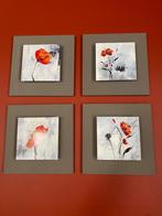 4 wandkadertjes met rood accent, Ophalen, Zo goed als nieuw