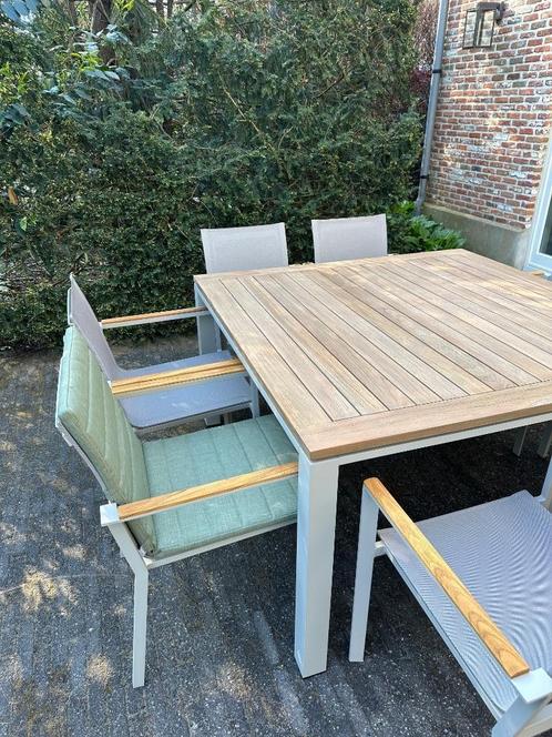 Tuintafel met stoelen, Tuin en Terras, Tuintafels, Nieuw, Vierkant, Hout, Ophalen