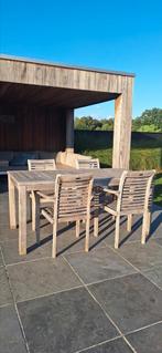 Teaken tuinset met 4 stoelen, Ophalen, Tuinset