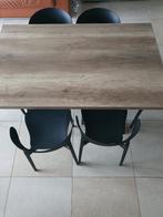 Houten Eettafel met metalen poten, Ophalen, 50 tot 100 cm, 100 tot 150 cm, Zo goed als nieuw