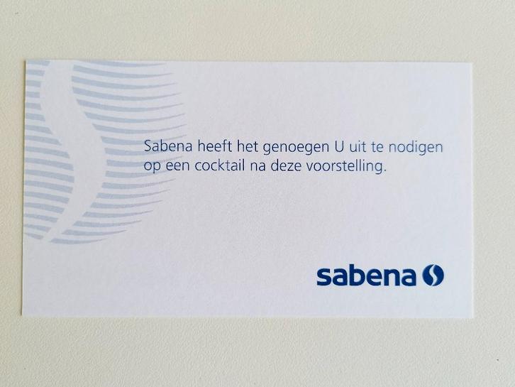 Sabena Document #036 Invitation Card Cocktail - Dutch-French, Verzamelen, Sabenasouvenirs, Nieuw, Ophalen of Verzenden