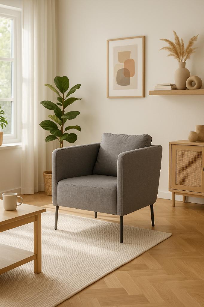 IKEA EKERÖ fauteuil – grijs – topstaat –Scandinavisch design, Huis en Inrichting, Fauteuils, Zo goed als nieuw, Stof, 50 tot 75 cm