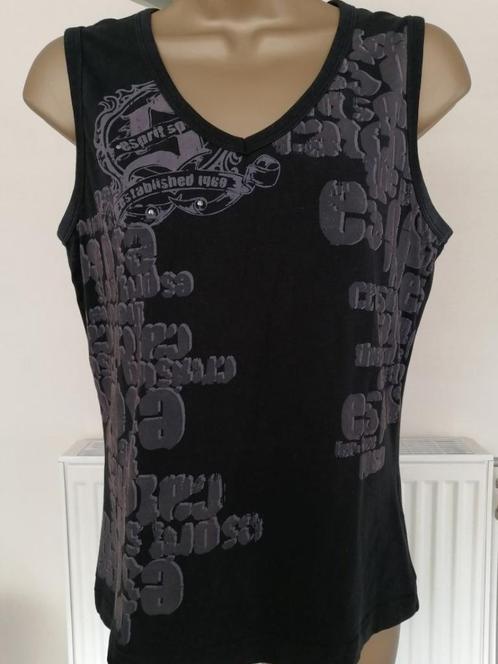 Trendy Zwart Topje met Print en Spijkertjes - Esprit 40/42, Vêtements | Femmes, Tops, Comme neuf, Taille 42/44 (L), Noir, Sans manches