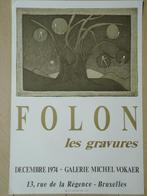 1974 FOLON Les gravures affiche litho galerie M. Vokaer, Antiek en Kunst, Kunst | Etsen en Gravures, Ophalen of Verzenden